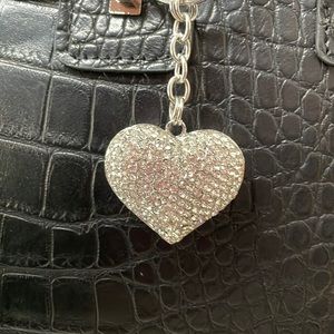 Bling inset rhinestone heart purse charm. Accessories.